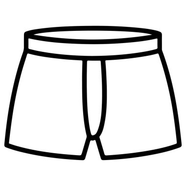 Erkek boxer külodunun minimalist çizgisi tasviri, bel ve bacak açıklarını gözler önüne seriyor. Bu temiz grafik moda veya giyim ile ilgili içerik için mükemmeldir..