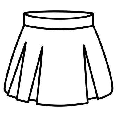 Klasik pileli bir eteğin temiz, elle çizilmiş bir taslağı. Bu çok yönlü moda grafiği tasarım modelleri, stil rehberleri ve giyim konsepti geliştirme için mükemmeldir..