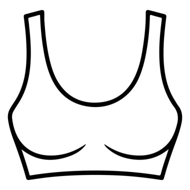 Bu minimalist çizgi, destekleyici tasarımını sergileyen bir spor sütyenini tasvir ediyor. Fitness, yoga ve günlük konfor için ideal. Herhangi bir proje için temiz ve temiz.