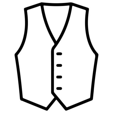 Geleneksel bir erkek yeleği ya da yeleğinin temiz bir tasviri. Bu klasik giysi düğme kapakları ve V yaka, resmi kıyafetler ve şık kıyafetler için mükemmel..