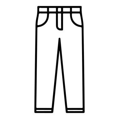 Moda markalaşması, kıyafet kataloğu ya da grafik tasarımı için mükemmel olan sıradan bir pantolonu tasvir eden minimalist bir çizgi sanat ikonu..