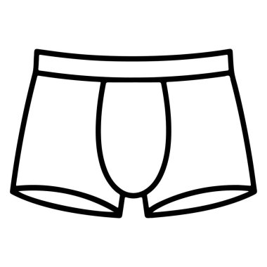 Erkek boxer külodunun minimalist bir çizimi. Bu basit sanat tasviri, erkek iç çamaşırlarını tasvir eder. Moda ya da kıyafetle ilgili tasarımlar için mükemmeldir..