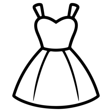 Minimalist bir taslak klasik bir parti elbisesi tasvir eder. Bu zarif giysi bir tatlı yaka ve A çizgili etek içeriyor. Çeşitli tasarım projeleri için mükemmel..