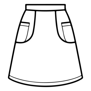 Minimalist bir çizgi, ön cepleri kullanışlı klasik bir kot etek sergiliyor. Moda tasarımı, giysi modelleri ya da yaratıcı projeler için mükemmel..