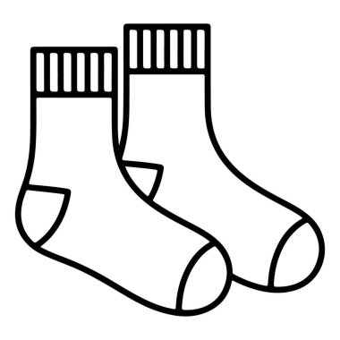 İki çorabın minimalist tasviri, temiz bir sanat tarzında sunuluyor. Bu çoraplar konforu, sıcaklığı ya da giysiyi göstermek için mükemmel..