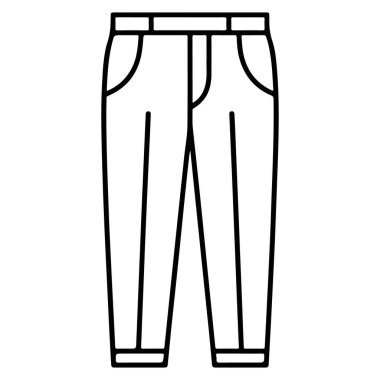 Giysi grafikleri ve tasarım projeleri için mükemmel temiz ve klasik bir tasarım sergileyen sıradan bir pantolonun minimalist bir çizgisi..