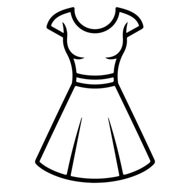 Minimalist bir taslak, klasik bir kadın elbisesi, uygun bir korse ve alevli bir etek, moda kavramları için mükemmel..