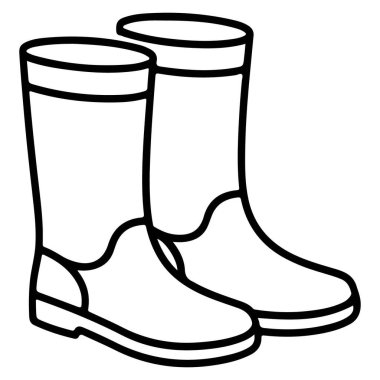 Bu basit çizgi bir çift diz boyu lastik çizmeyi tasvir ediyor. Bahçıvanlık, çiftçilik ya da ayakları doğa şartlarından korumak için mükemmel..