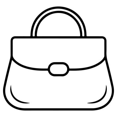 Bu resim şık bir el çantasının temiz ve minimalist bir taslağını içeriyor. Belirgin bir kavis ve merkezi bir kopça sergiliyor, zamansız bir moda aksesuarını somutlaştırıyor..