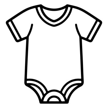 Bebek kıyafetleri koleksiyonu için mükemmel apış araları olan kısa kollu bir vücut giysisinin minimalist grafik tasviri..
