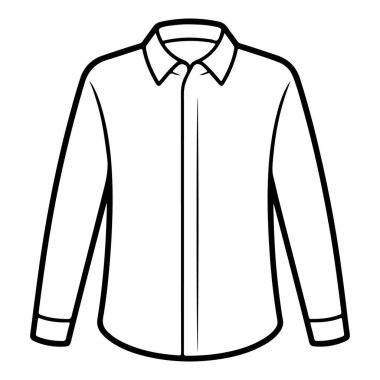 Cesur siyah çizgilerle tasvir edilmiş uzun kollu, resmi bir erkek gömleğinin basit ve temiz bir temsili..