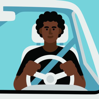 Afrikalı bir adam araba kullanıyor. vektör illüstrasyonu