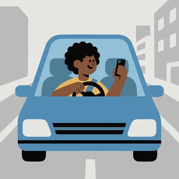 Kadın araba kullanıyor.