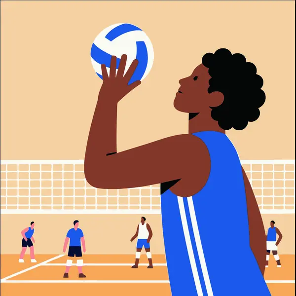 Voleybol oyuncusu vektör çizimi. Spor takımı.