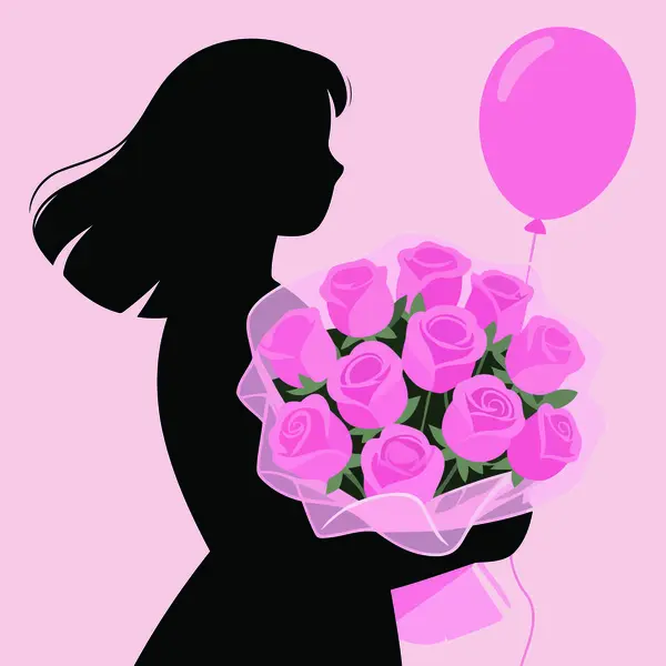 Çiçekli ve balonlu kadın