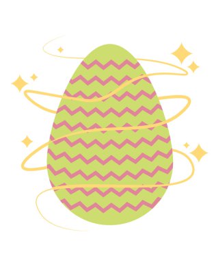 Paskalya yeşil yumurtası pembe zik zag desenli ve sarı parlak