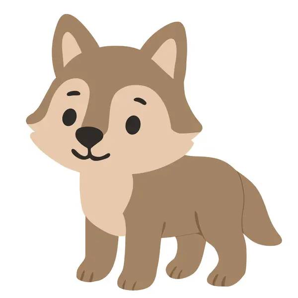     Sevimli çizgi film tarzı kurt çizimi. Bu büyüleyici orman hayvanı çocuk kitapları, eğitim malzemeleri, çocuk resimleri, çıkartmaları, tebrik kartları veya orman temalı dekorlar için mükemmeldir..