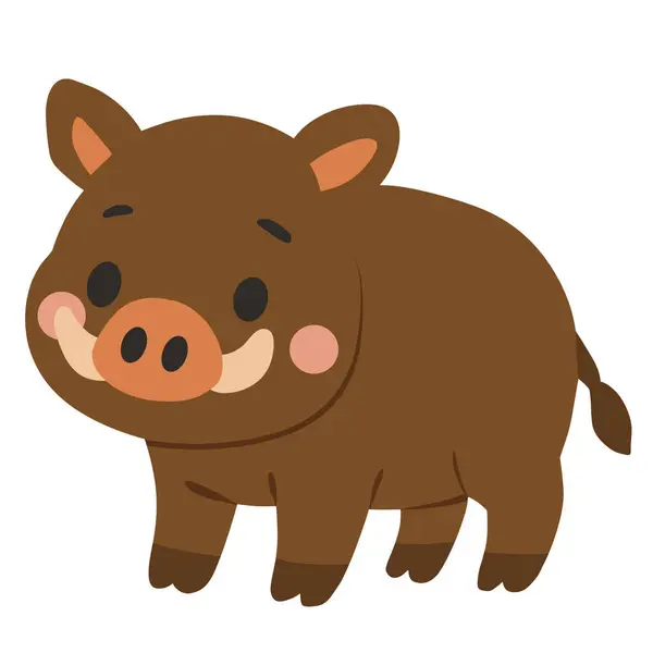     Sevimli çizgi film tarzı yaban domuzu çizimi. Bu büyüleyici orman hayvanı çocuk kitapları, eğitim malzemeleri, çocuk resimleri, çıkartmaları, tebrik kartları veya orman temalı dekorlar için mükemmeldir..