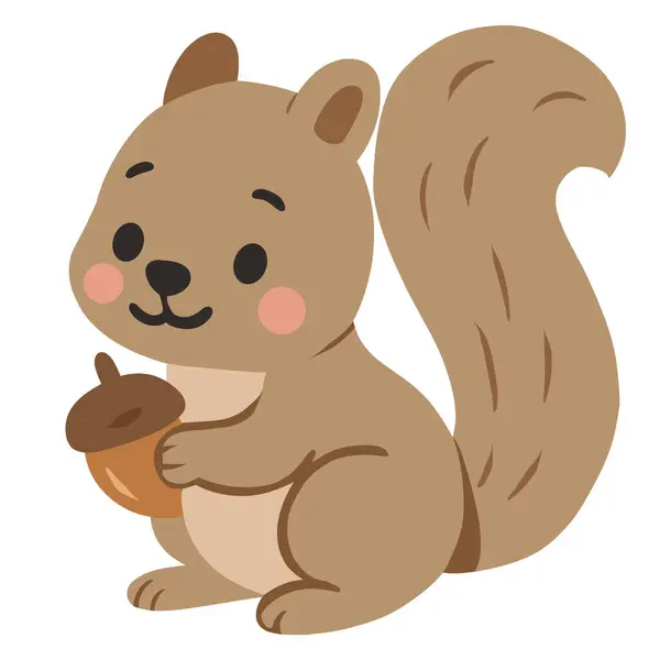   Sevimli çizgi film tarzı sincap çizimi. Bu büyüleyici orman hayvanı çocuk kitapları, eğitim malzemeleri, çocuk resimleri, çıkartmaları, tebrik kartları veya orman temalı dekorlar için mükemmeldir..