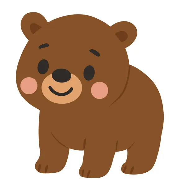 Sevimli çizgi film stili ayı çizimi. Bu büyüleyici orman hayvanı çocuk kitapları, eğitim malzemeleri, çocuk resimleri, çıkartmaları, tebrik kartları veya orman temalı dekorlar için mükemmeldir..