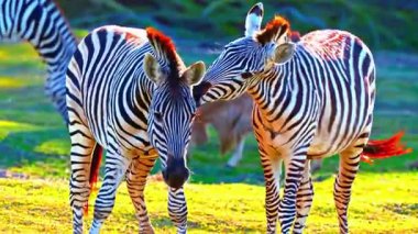 Zebra Sürüsü Afrika Savanasında otluyor 4K Vahşi Yaşam Görüntüleri