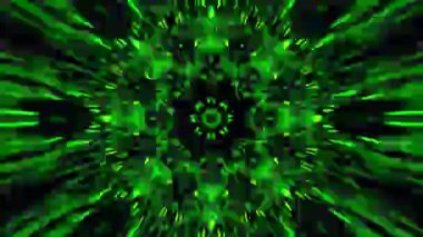 Hipnotik Renkli ve Parlak Fraktal Çiçek Desenli Canlandırma