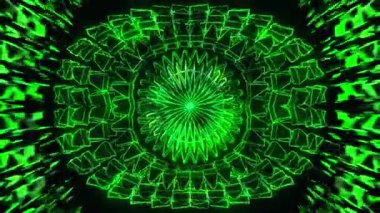 Hipnotik Renkli ve Parlak Fraktal Çiçek Desenli Canlandırma