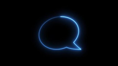 A vibrant blue neon line animates to form and then dissolves a speech bubble on a dark background, perfect for online communication, instant messaging, or social media content.