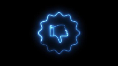 A looping neon animation set featuring various colored thumbs down symbols with glowing outlines and dynamic wavy effects on a dark background, representing negative feedback, poor ratings, or social media disapproval.
