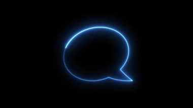 Multivariant looping neon speech bubble outlines animate and glow in vibrant pink, blue, green, red, and turquoise on a dark background, perfect for modern digital communication and abstract interfaces.