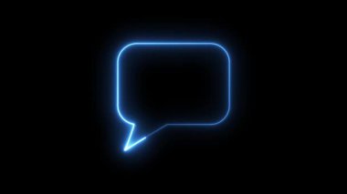 A vibrant looping abstract animation features multiple neon glowing speech bubbles drawing themselves in pink, blue, green, red, and turquoise on a dark background, ideal for modern digital communication concepts.