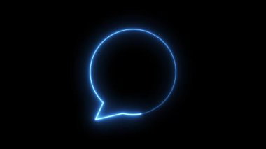 Dynamic looping abstract animation featuring multiple vibrant neon speech bubbles glowing and drawing their outlines on a dark black background, perfect for modern digital communication concepts.
