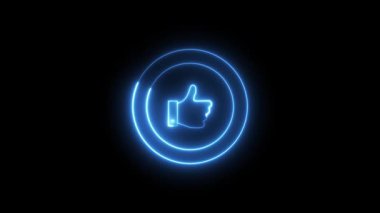 Vibrant neon thumbs up symbols animate within glowing circular outlines, offering a modern, abstract, and looping representation of approval, success, and positive feedback in various colors.
