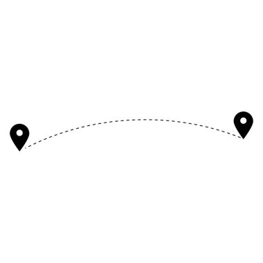 Yol Haritası Simgesi, Noktalı Çizgi Yolu İki Konum İğnesi, Noktalı Çizgi Navigasyon Tasarımı