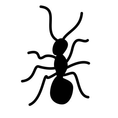 Beyaz Arkaplanda Altı Bacağı ve Antenli Siyah Vektör Böceği Simgesi
