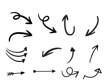 El Çekimi Dekoratif Ok Vektörü Boho Biçimli Siyah Çizgi Okları Koleksiyonunu Ayarla