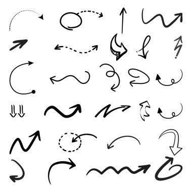 El Çekimi Dekoratif Ok Vektörü Boho Biçimli Siyah Çizgi Okları Koleksiyonunu Ayarla