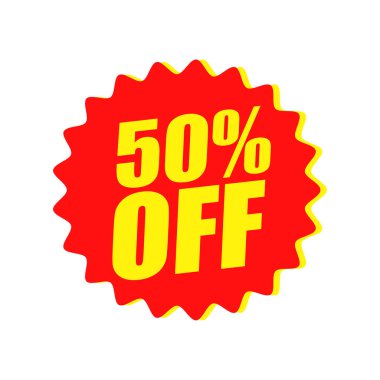 % 50 indirimli Kırmızı Rozet% 50 indirimli Satış Etiketi