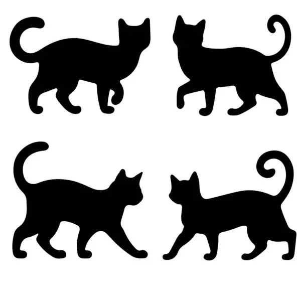 Oturan Kedi Siluet Vektörü Siyah Hayvan Seçimi, Kuyruk Değişiklikleri, Minimum Sanat
