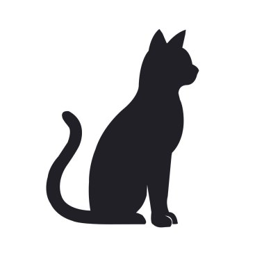Black Cat Siluet Clipart Oturan Kedi Vektörü Tişörtler, Çıkartmalar, El Sanatları için Grafiksel