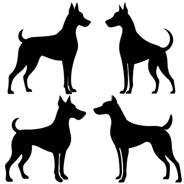 Köpek Silueti Vektör Paketi Bekçi Köpeği El Sanatları, Logolar ve Tasarımlar için Tırmanma