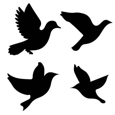 Minimalist Kuş Siluetleri SVG Basit Uçan Kuş Vektörü Clipart Ayarları