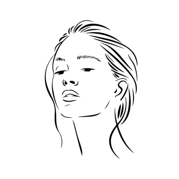 Minimalist Kadın Yüz Hattı Sanat Zarif Kadın Portre Çizimi