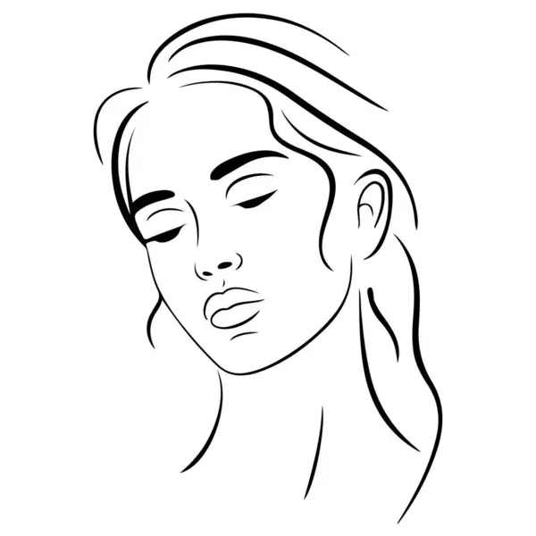 Minimalist Kadın Yüz Hattı Sanat Tişörtü Tasarımı Zarif Kadın Çizimi