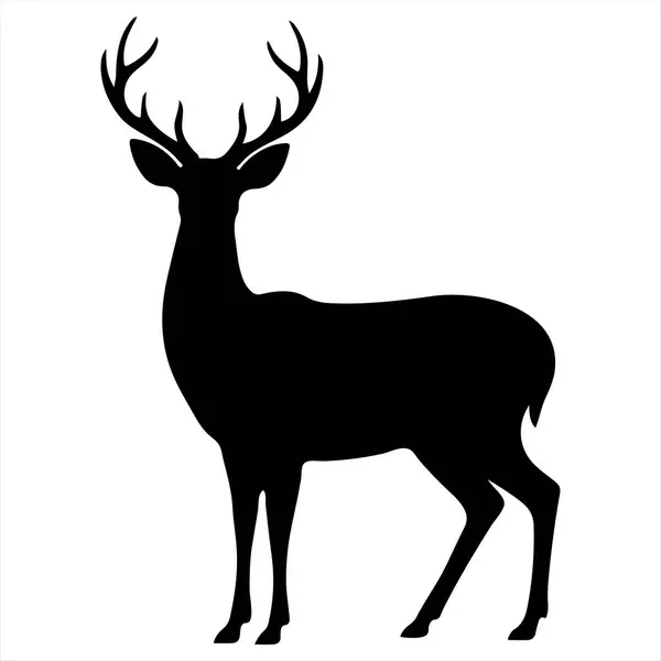 Geyik Silueti SVG Boynuzlu Buck Avlanma, Vahşi Yaşam ve Doğa Sanatları İçin Vektör Clipart