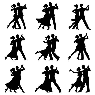 Dans Eden Siluet Clipart Balo Salsa Salsa Dansı Vektör Grafikleri