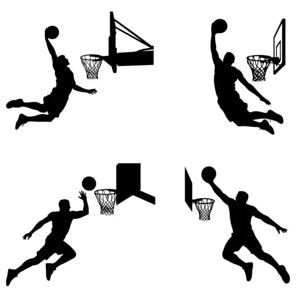 Basketbolcu Dunk Siluet Vektör Spor İllüstrasyonu
