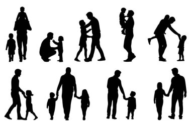 Baba ve Çocuk Silüeti Vektörü (124- Baba ve Çocuk Kaynaştırma Resimleri)