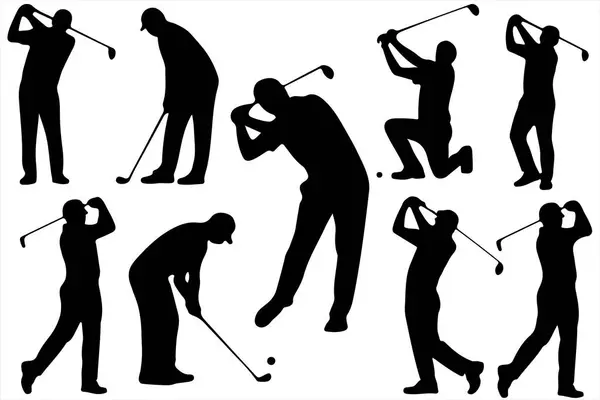 Golf oyuncusu silueti vektör spor salıncakları resimleme
