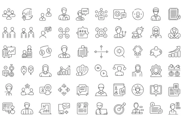 İş İletişim Simgesi Vektör Satırı İllüstrasyonunu Ayarla